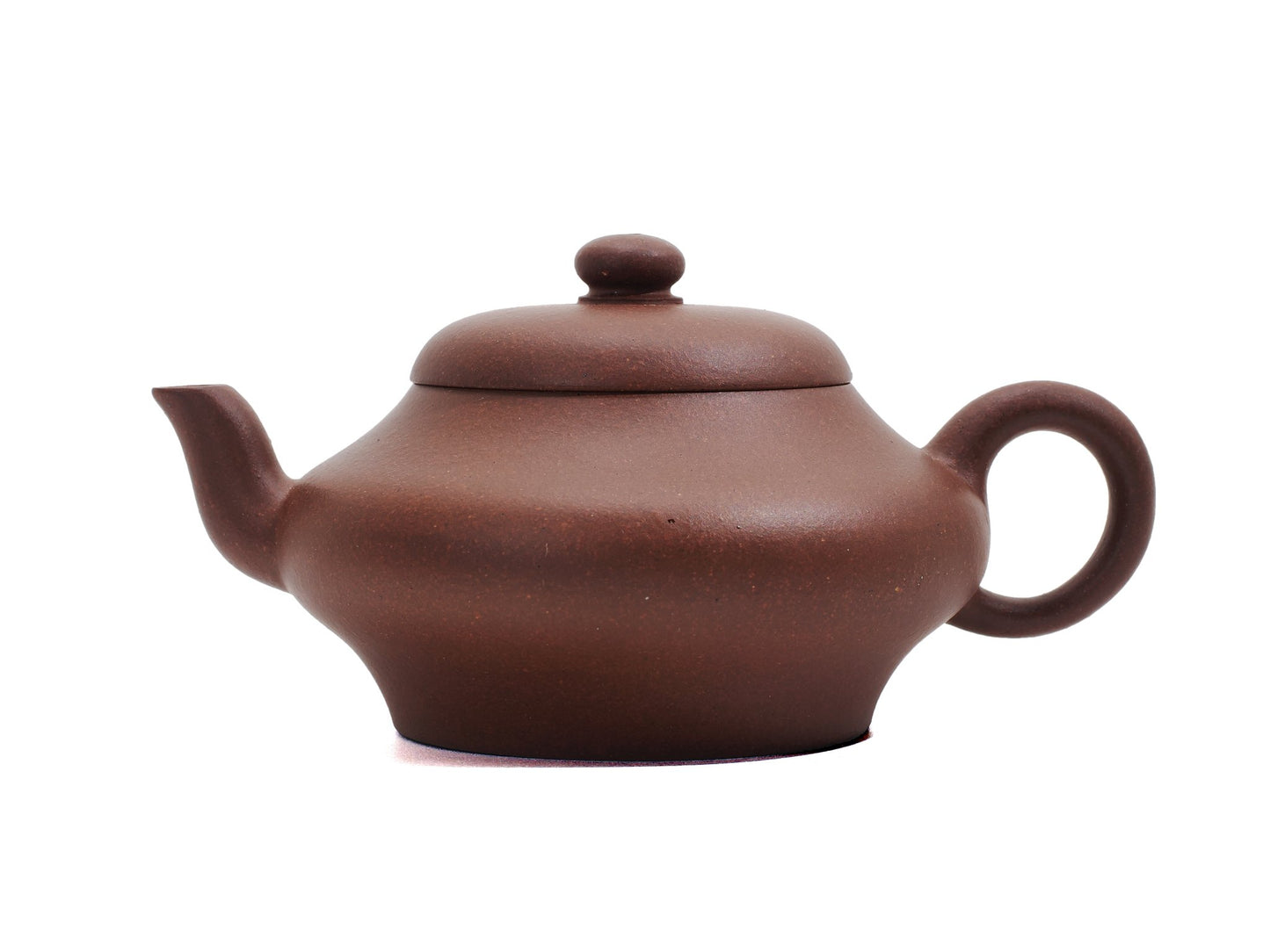 Side view of Biandeng Yixing teapot made from raw ore Zisha clay, 125ml