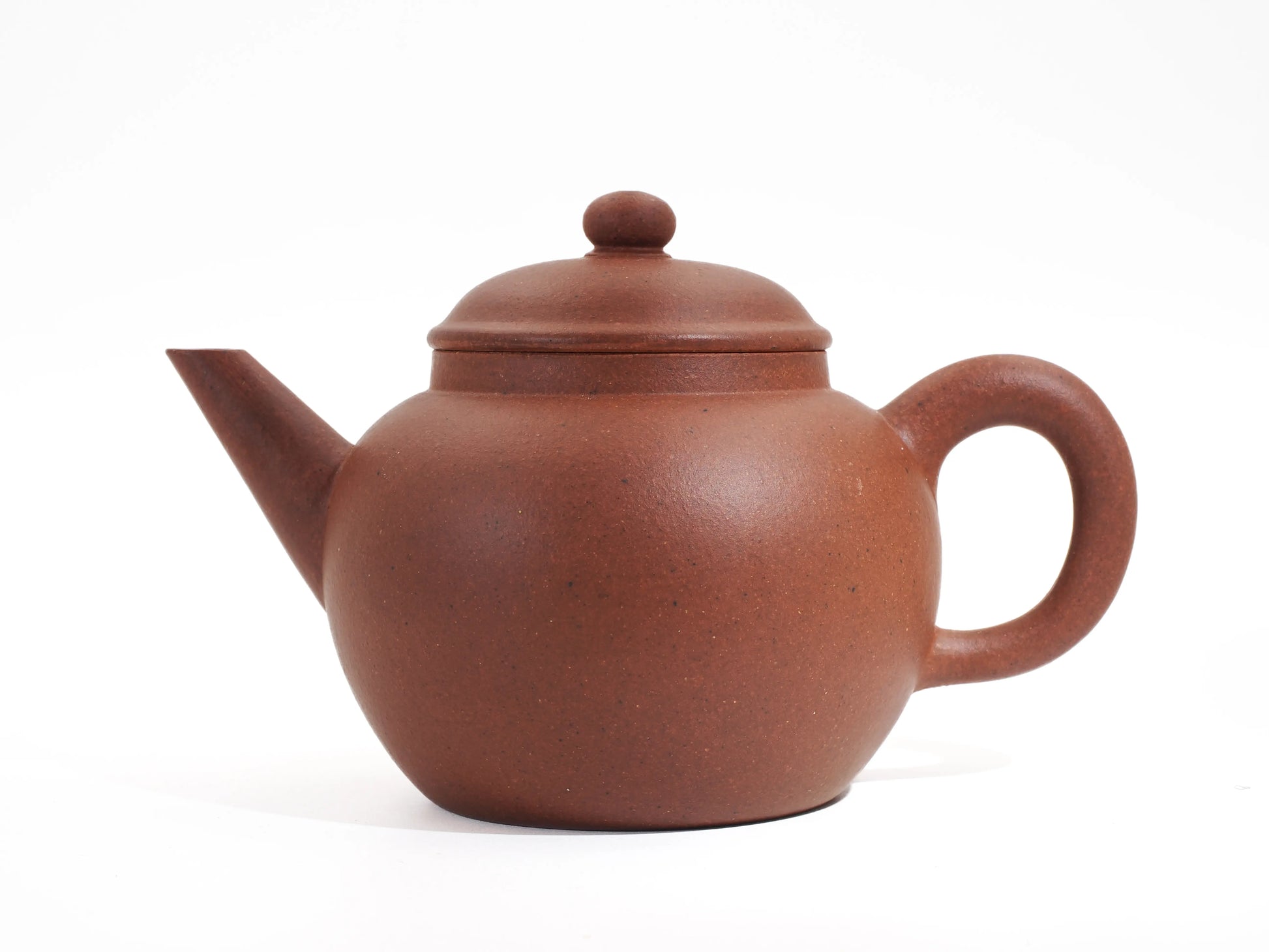 Side view of the Diamond Grade Zisha teapot, showing the refined texture and classic Mo Yuan Zhai shape.