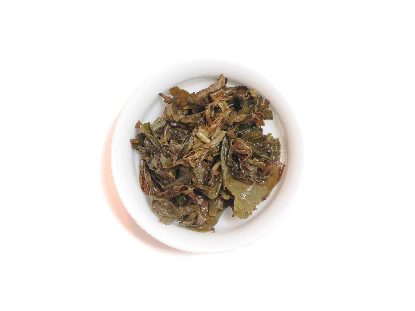 Top view of Fo Shou tea spent leaves after brewing