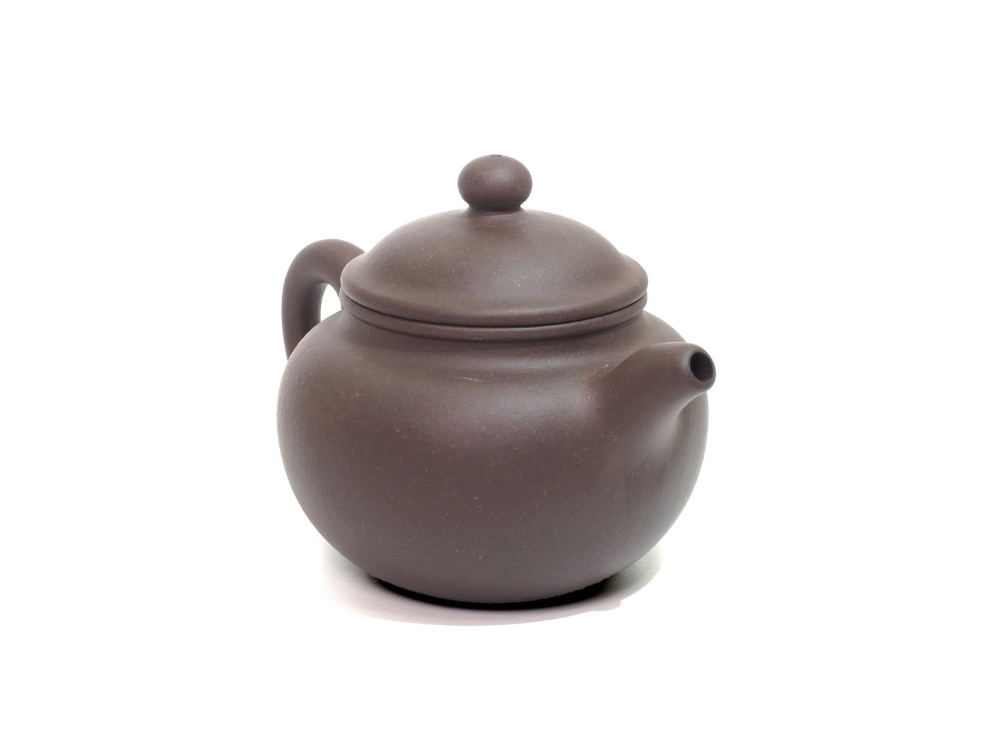Angled front-right view of Lian Zi Yixing Teapot – showcasing spout and lid details
