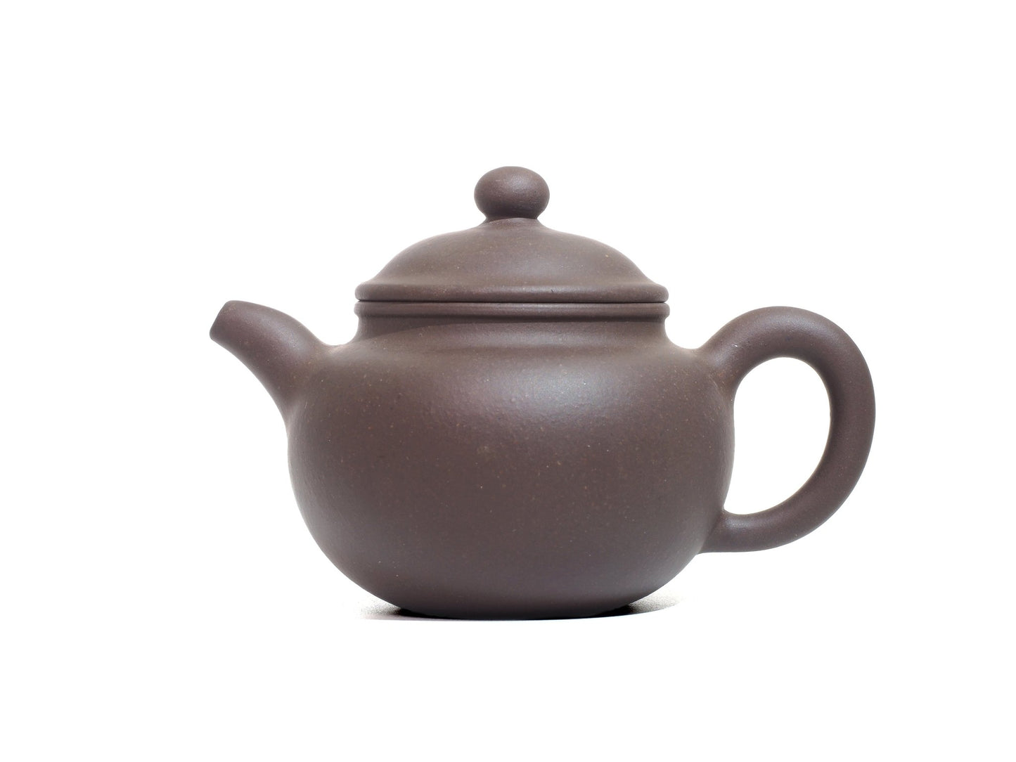 Lian Zi Yixing Teapot 190ml – Left side view showing spout and handle, made with bronze grade Zisha clay