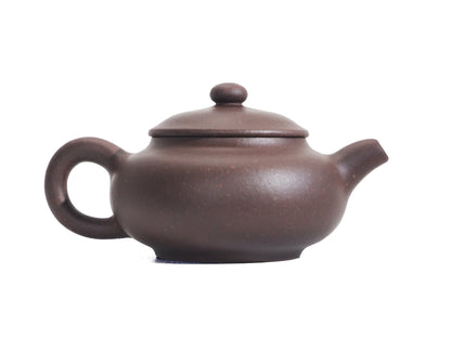 Front view of Pan Hu Yixing Teapot 50ml made from Bronze Grade purple clay