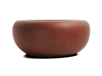 Front view of round Yixing tea waste bowl made from Old Purple Clay