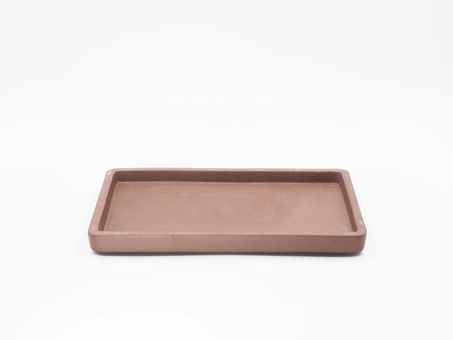 Handcrafted rectangular Yixing clay tea tray, a matte purple clay gongfu tea tray