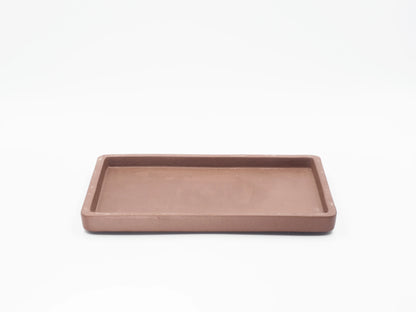 Handcrafted rectangular Yixing clay tea tray, a matte purple clay gongfu tea tray