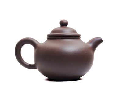Right side view of Da Heng Duo Qiu Yixing teapot, 150ml Bronze-grade
