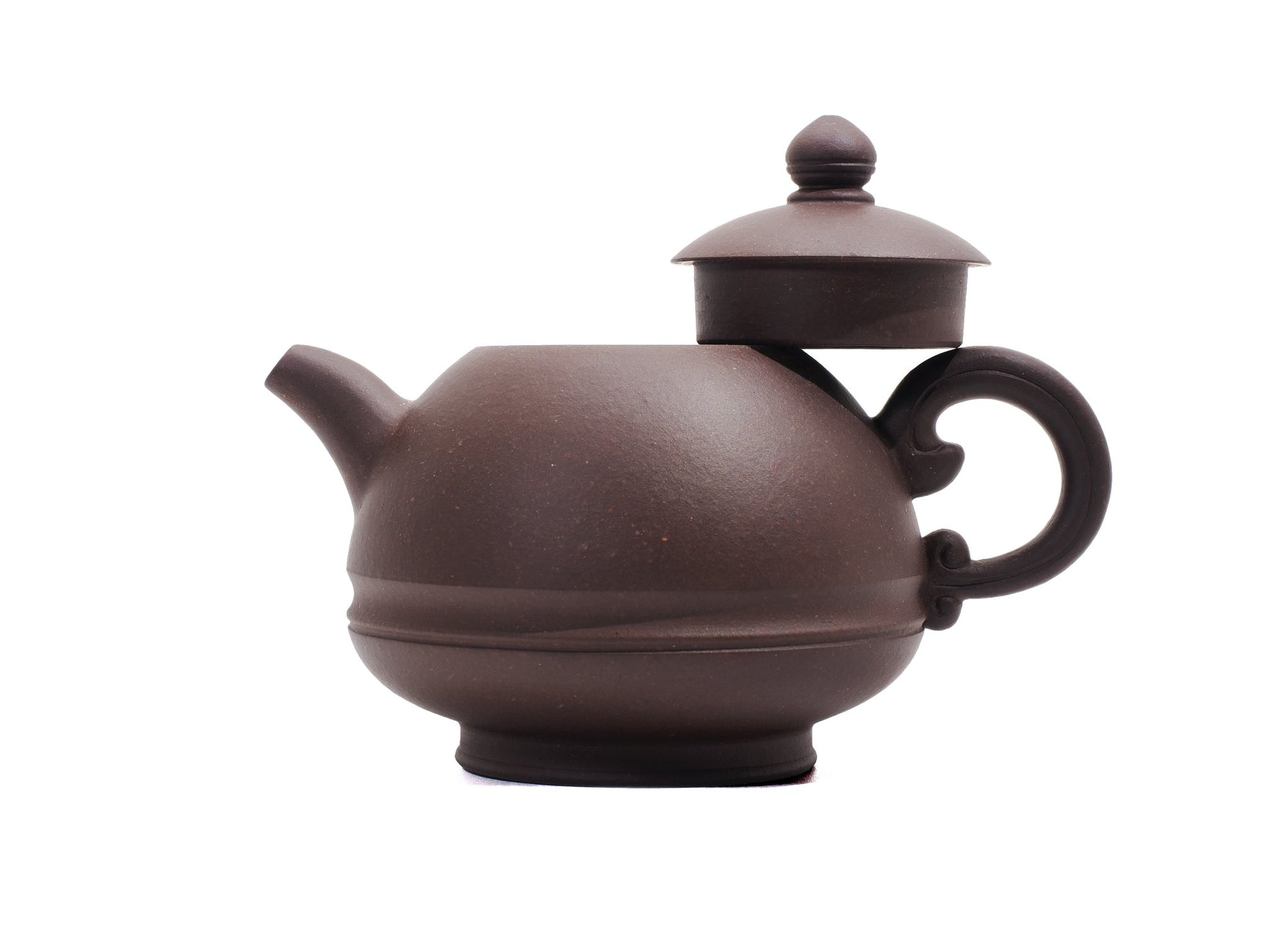 Yu Li teapot with lid raised, revealing internal craftsmanship