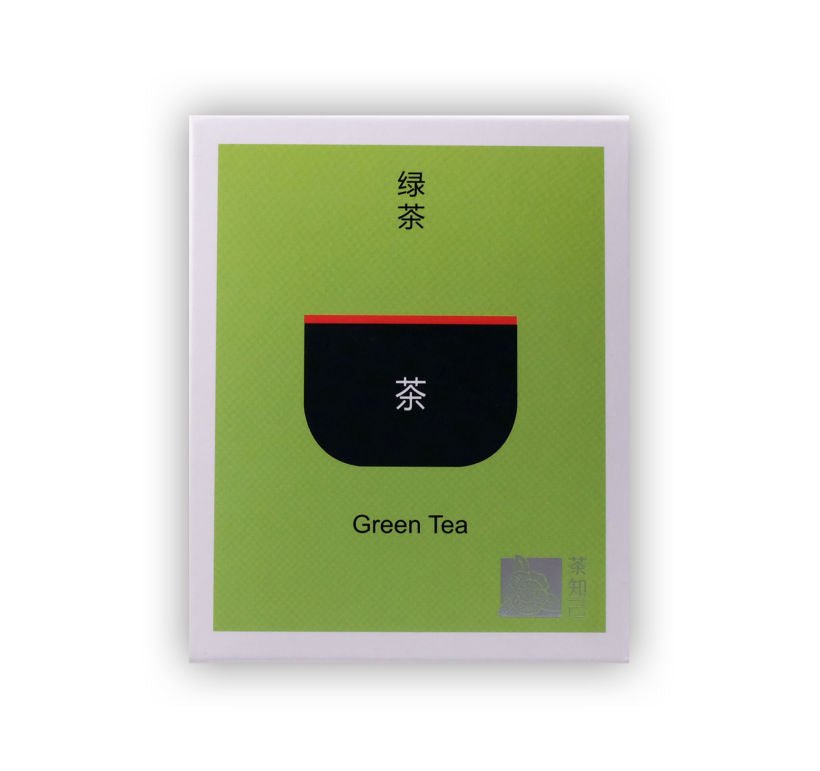 Packaging of premium whole green tea leaves in tea bags from Cha Zhi Ji