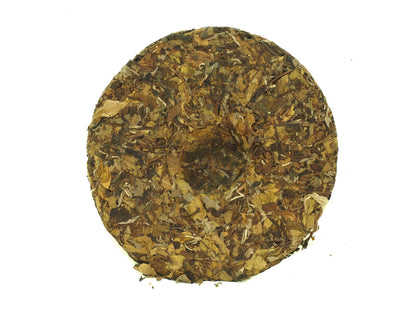 Whole tea cake of Gu Shu Bai Cha white tea from Cha Zhi Ji