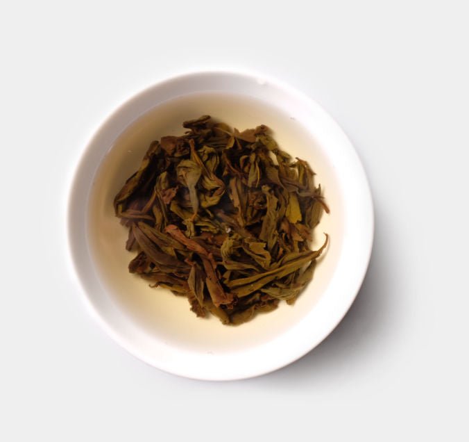 Brewed tea leaves of Half-Handmade Rou Gui Wuyi Cliff Tea from Cha Zhi Ji