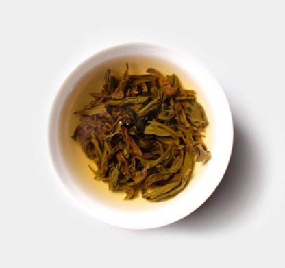 Brewed tea leaves of Handmade Bu Zhi Chun Wuyi Cliff Tea from Cha Zhi Ji