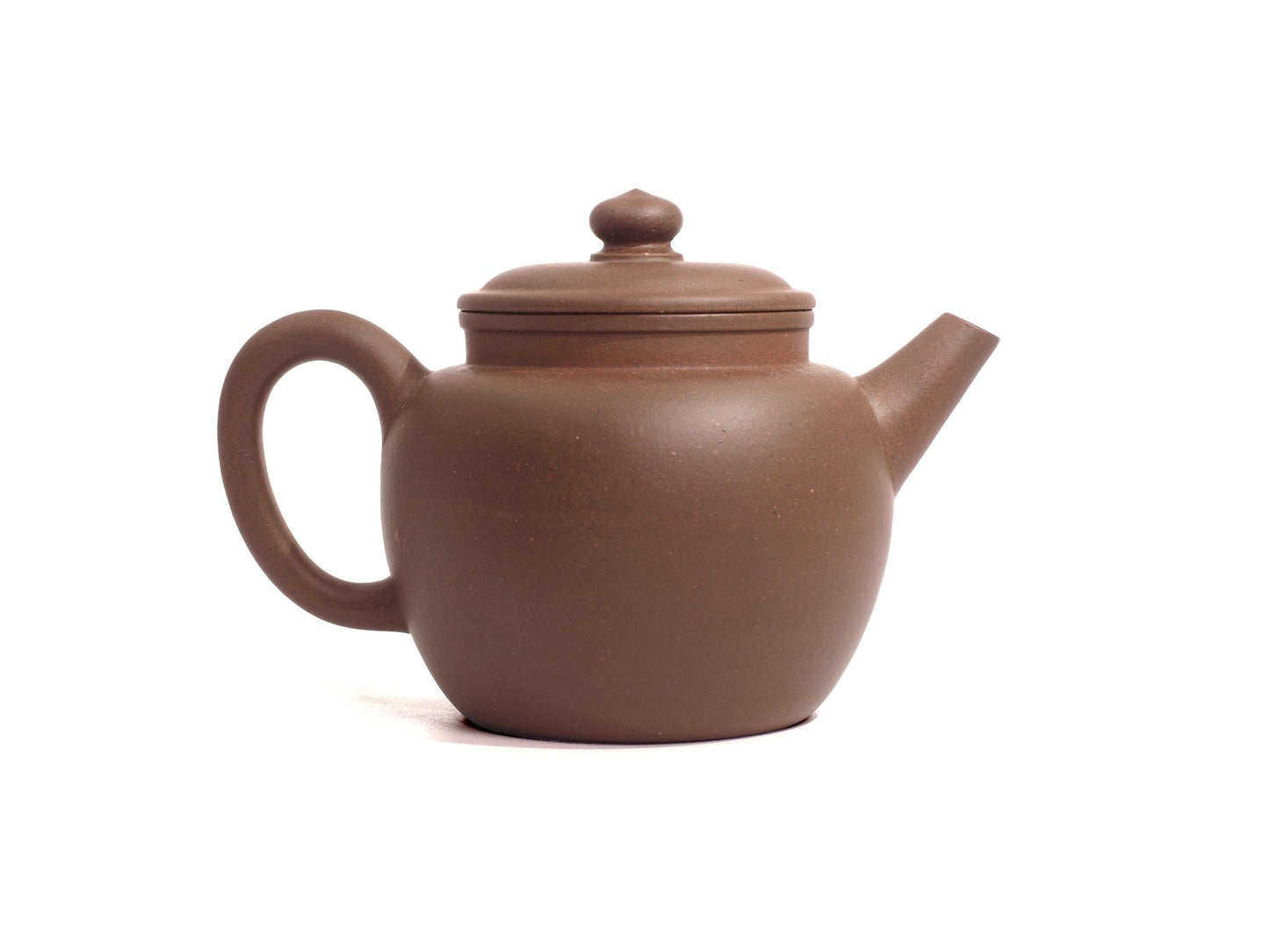 Front view of Yixing Zisha Ju Lun Zhu Teapot with carving, 150ml, Raw Ore, from Cha Zhi Ji