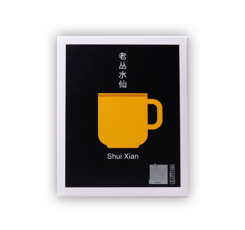 Packaging of premium Lao Cong Shui Xian whole tea leaves in tea bags from Cha Zhi Ji