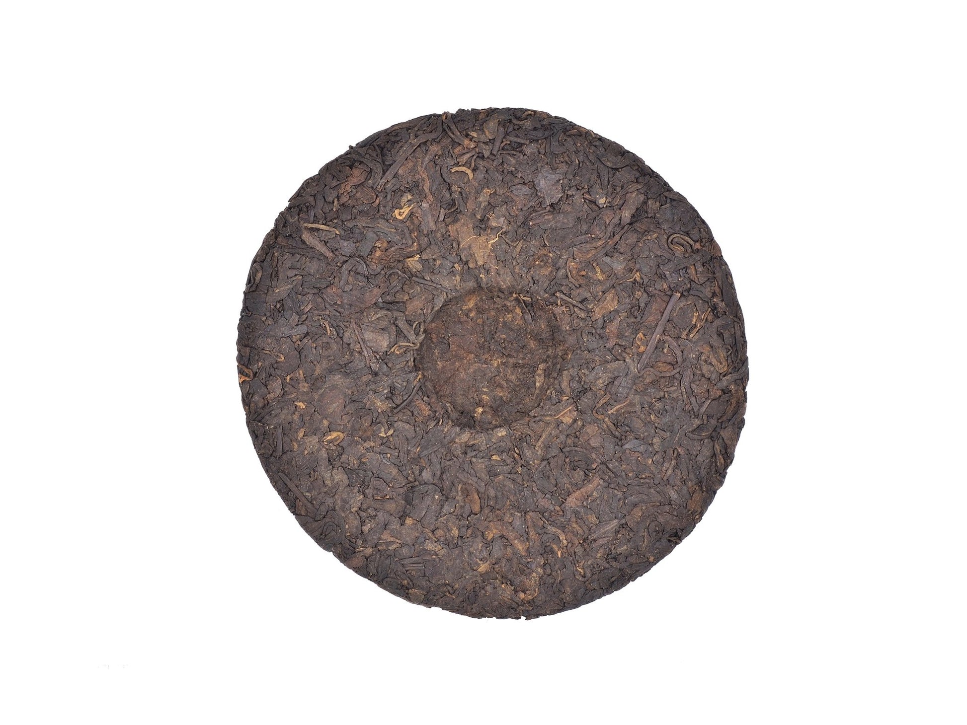 Whole tea cake of Lao Shu Shou Pu-Erh tea from Cha Zhi Ji