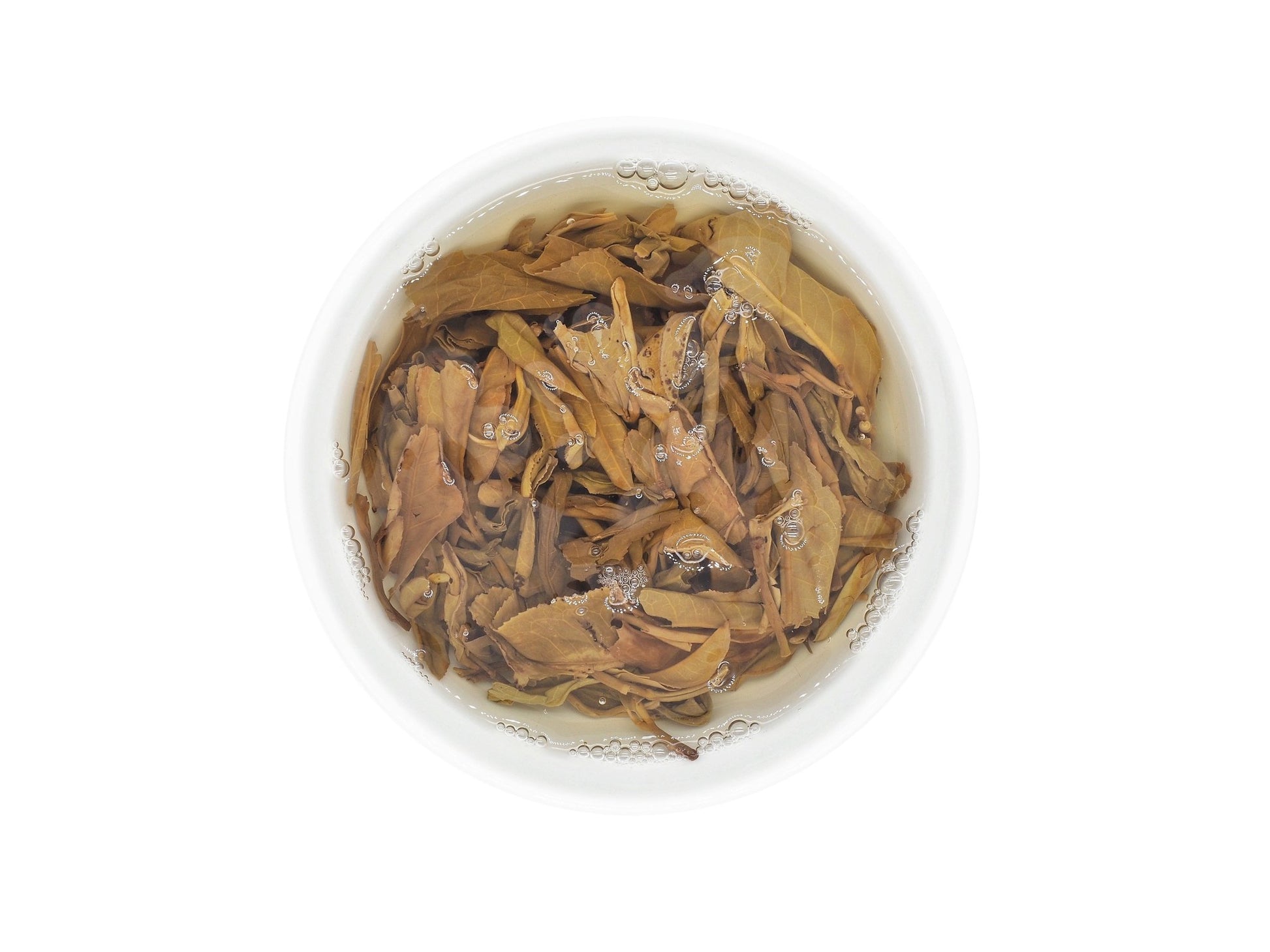 Brewed tea leaves of Yi Wu Cha Wang Sheng Pu-Erh tea from 2017 by Cha Zhi Ji